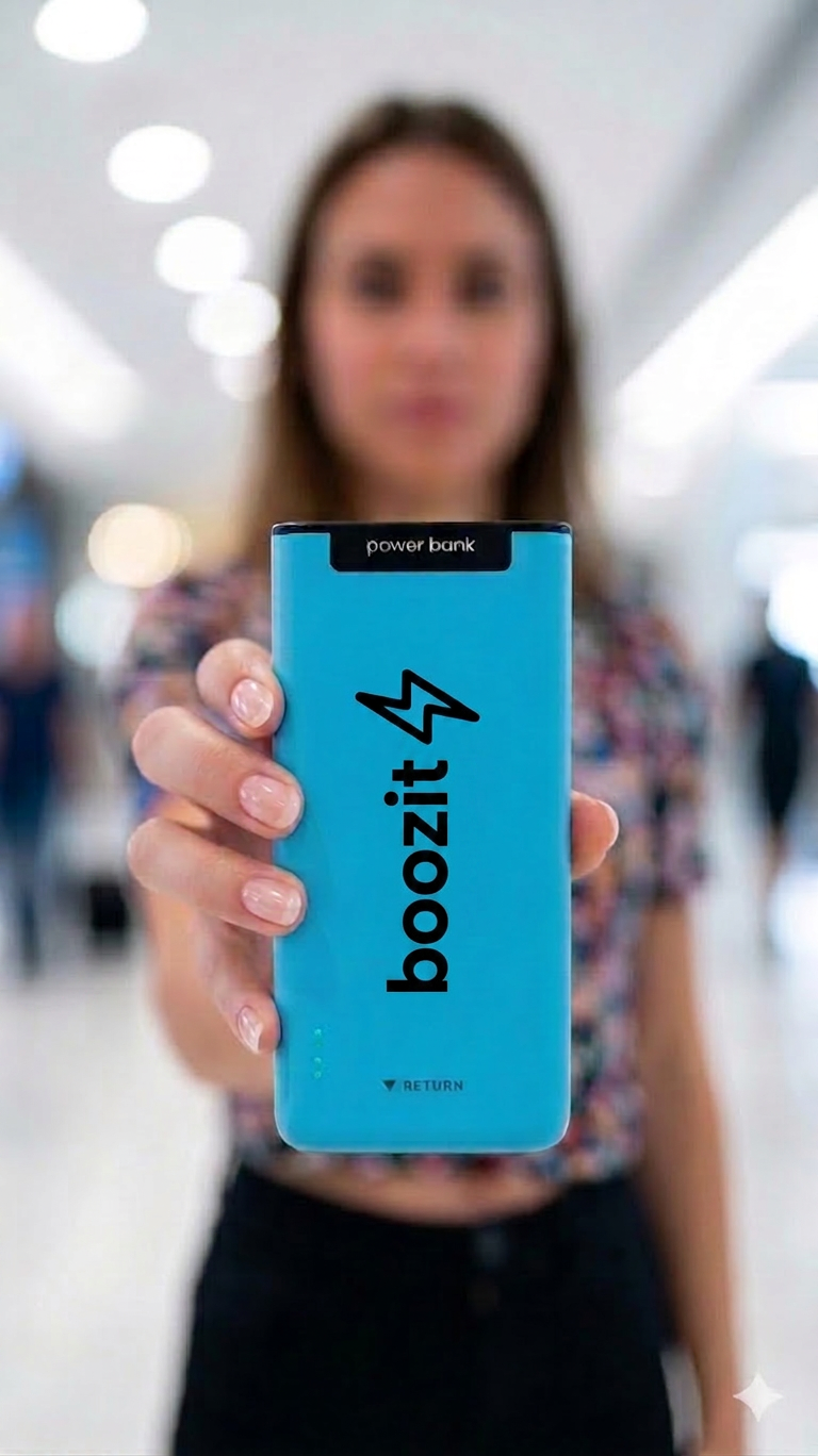 boozit Powerbank in der Hand